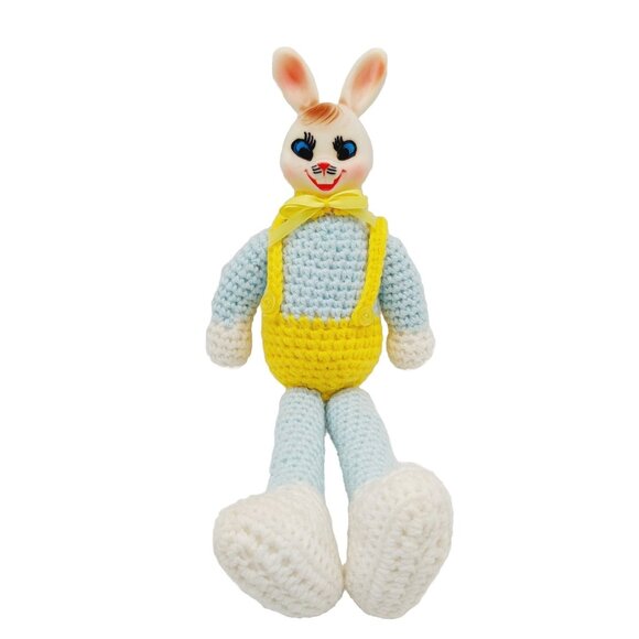 Holiday | Easter Bunny Rabbit Handmade Knit Crochet Doll Rubber Head ...